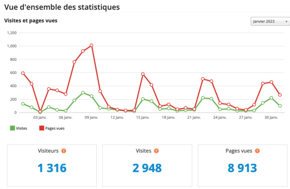 Statistiques visites janvier 2023 Statistiques visites janvier 2023
