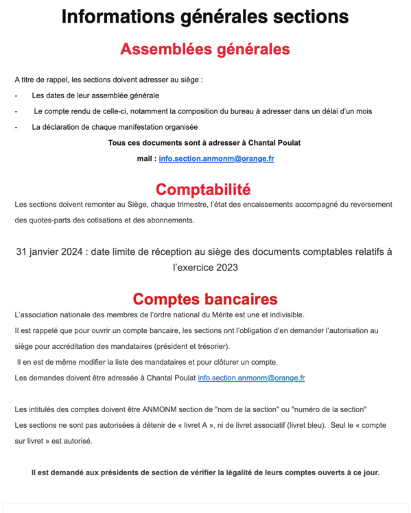 Lettre d'information du siège N°1 - septembre 2023 Lettre d'information du siège N°1 - septembre 2023