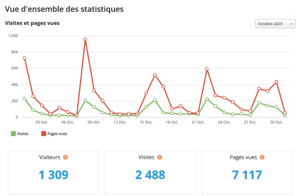Statistiques visites octobre 2023 Statistiques visites octobre 2023