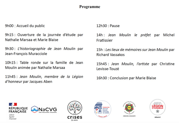 23 novembre 2023 - Journée d'études sur Jean Moulin 23 novembre 2023 - Journée d'études sur Jean Moulin