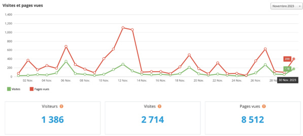 Statistiques visites novembre 2023