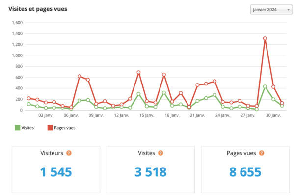 Statistiques visites janvier 2024 Statistiques visites janvier 2024