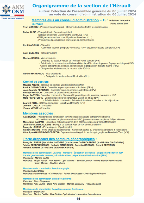 Comité de la section de l'Hérault Comité de la section de l'Hérault