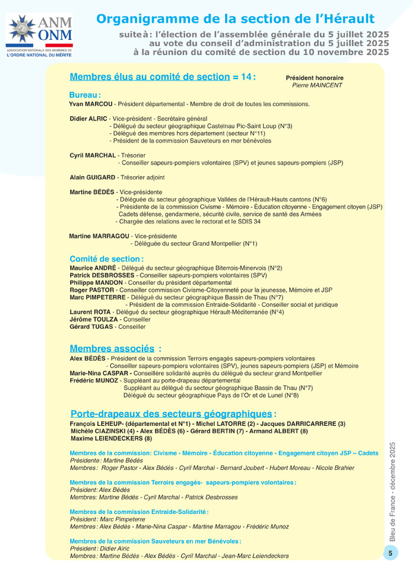 Comité de la section de l'Hérault Comité de la section de l'Hérault