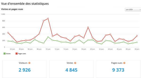 Statistiques visites juin 2024 Statistiques visites juin 2024