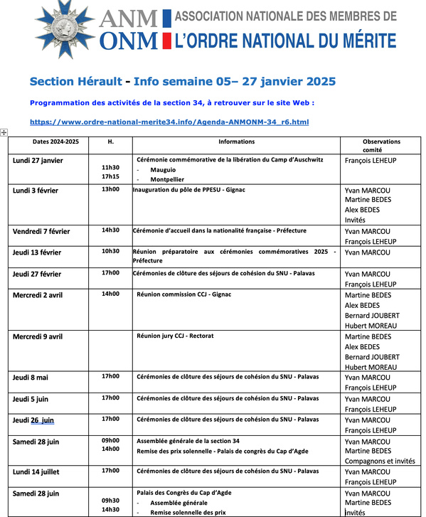 ANMONM 34 - Info semaine 05 - 2025 ANMONM 34 - Info semaine 05 - 2025