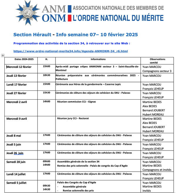 ANMONM 34 - Info semaine 07 - 2025 ANMONM 34 - Info semaine 07 - 2025