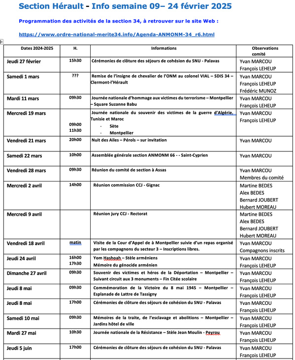 ANMONM 34 - Info semaine 09 - 2025 ANMONM 34 - Info semaine 09 - 2025