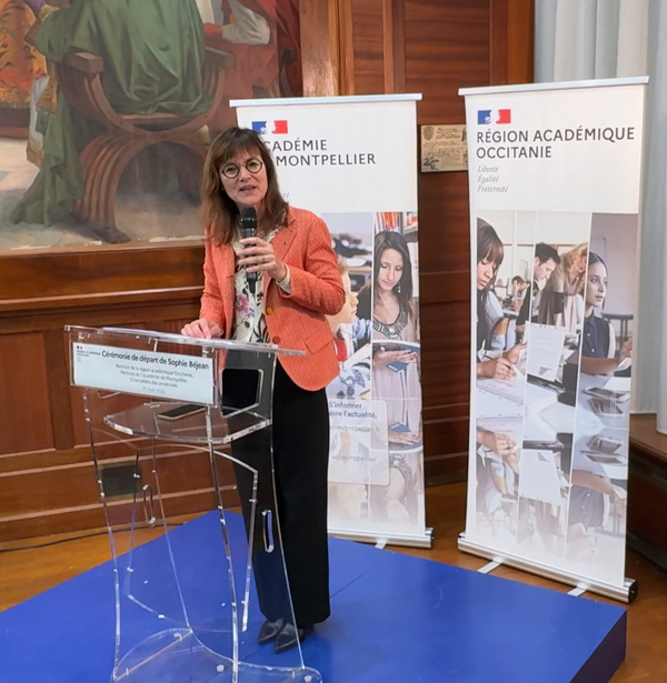 Vendredi 21 mars 2025 - Montpellier - Cérémonie de départ de la rectrice Sophie Béjean Vendredi 21 mars 2025 - Montpellier - Cérémonie de départ de la rectrice Sophie Béjean