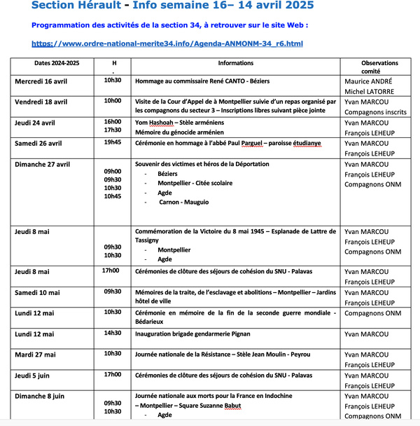 ANMONM 34 - Info semaine 16 - 2025 ANMONM 34 - Info semaine 16 - 2025
