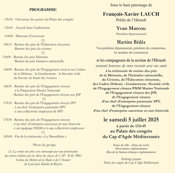 Assemblée générale du 5 juillet 2025 et remise des prix au Cap-d'Agde Assemblée générale du 5 juillet 2025 et remise des prix au Cap-d'Agde