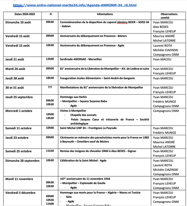 ANMONM 34 - Info semaine 32 - 2025
