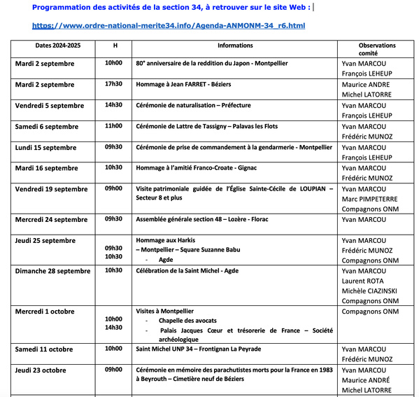ANMONM 34 - Info semaine 36 - 2025