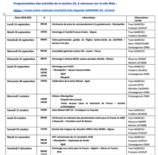 ANMONM 34 - Info semaine 37 - 2025
