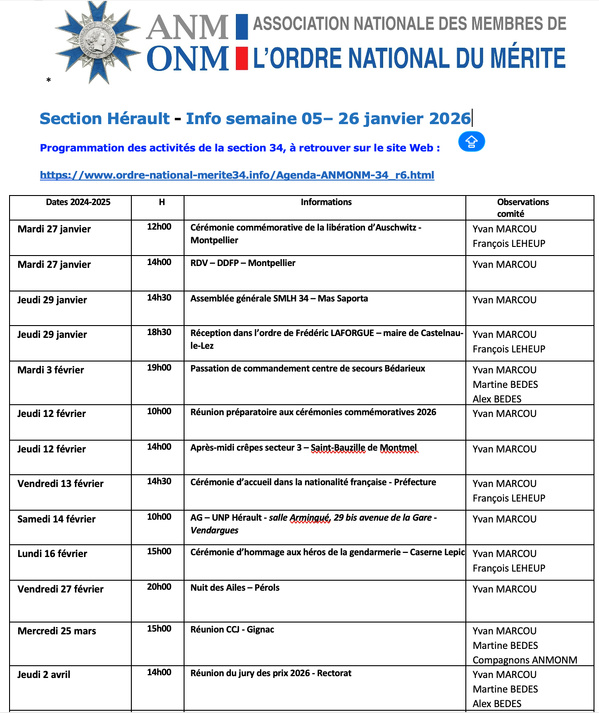 ANMONM 34 - Info semaine 05 - 2026 ANMONM 34 - Info semaine 05 - 2026