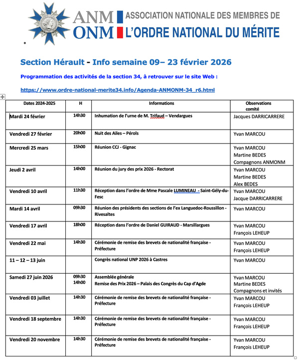ANMONM 34 - Info semaine 09 - 2026 ANMONM 34 - Info semaine 09 - 2026