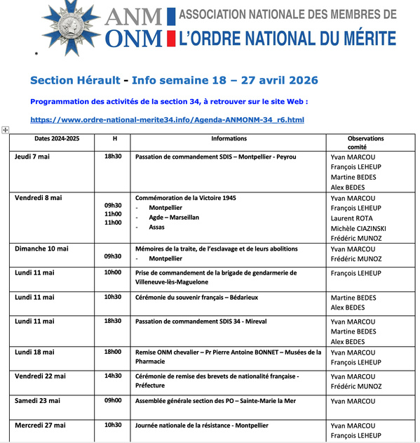 ANMONM 34 - info semaine 18 - 2026 ANMONM 34 - info semaine 18 - 2026