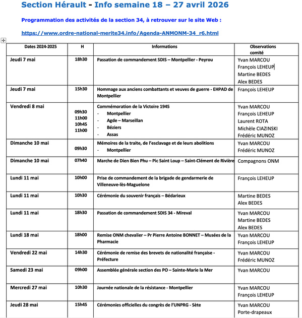 ANMONM 34 - info semaine 18 - 2026 ANMONM 34 - info semaine 18 - 2026