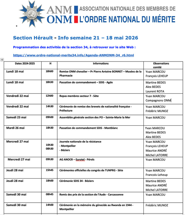 ANMONM 34 - info semaine 21 - 2026 ANMONM 34 - info semaine 21 - 2026