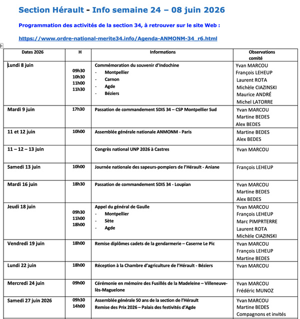 ANMONM 34 - Info semaine 24 - 2026 ANMONM 34 - Info semaine 24 - 2026