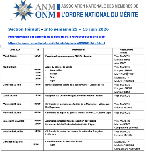 ANMONM 34 - info semaine 25 - 2026 ANMONM 34 - info semaine 25 - 2026