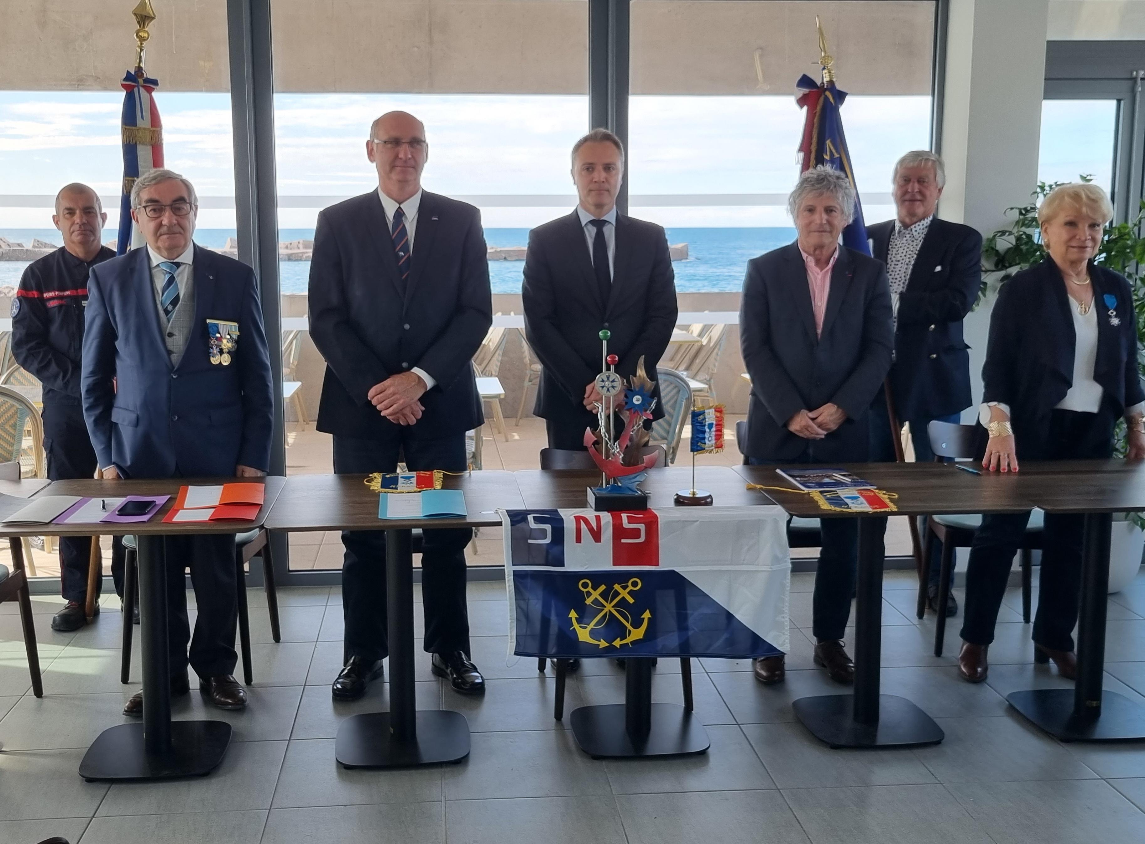 Vendredi 12 mai 2023 - Sète - Signature de la convention de partenariat entre la SNSM de l'Hérault et du Gard avec l'ANMONM 30 et l'ANMONM 34