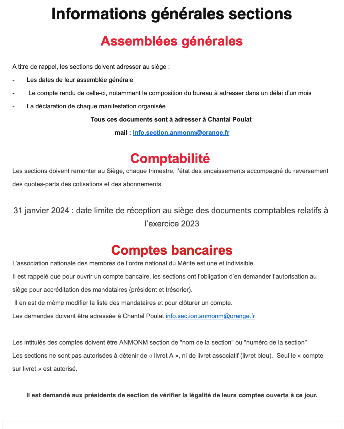 Lettre d'information du siège N°1 - septembre 2023 Lettre d'information du siège N°1 - septembre 2023