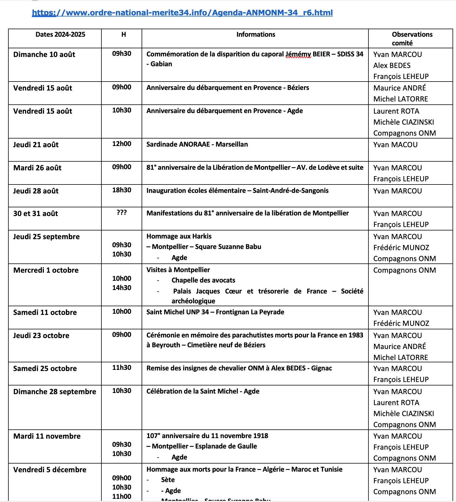 ANMONM 34 - Info semaine 32 - 2025