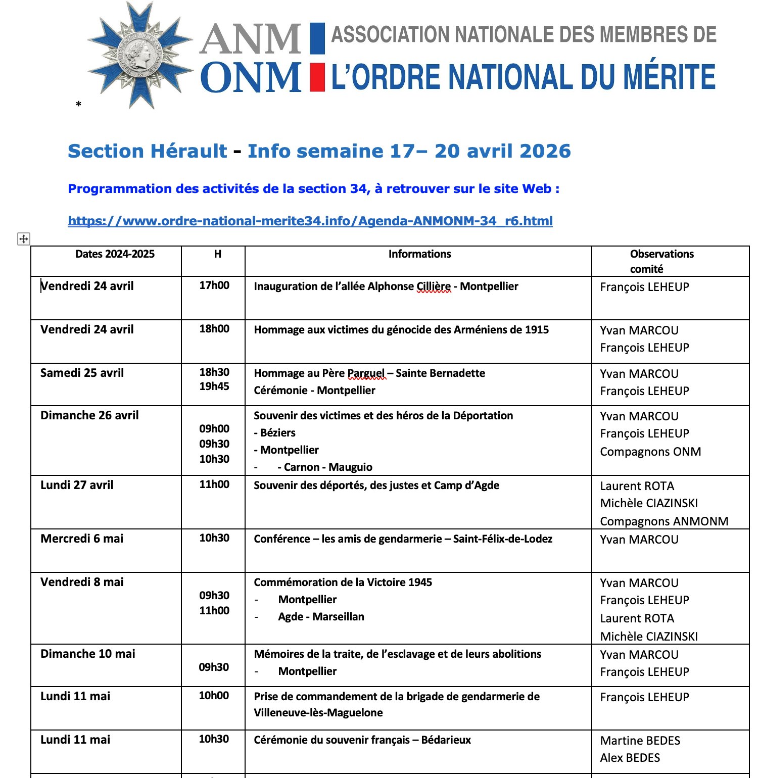 AnMONM 34 - Info semaine 17 - 2026
