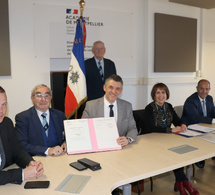 Jeudi 2 avril 2026 - Montpellier - Signature de la convention départementale avec le DASEN de l'Hérault au rectorat.